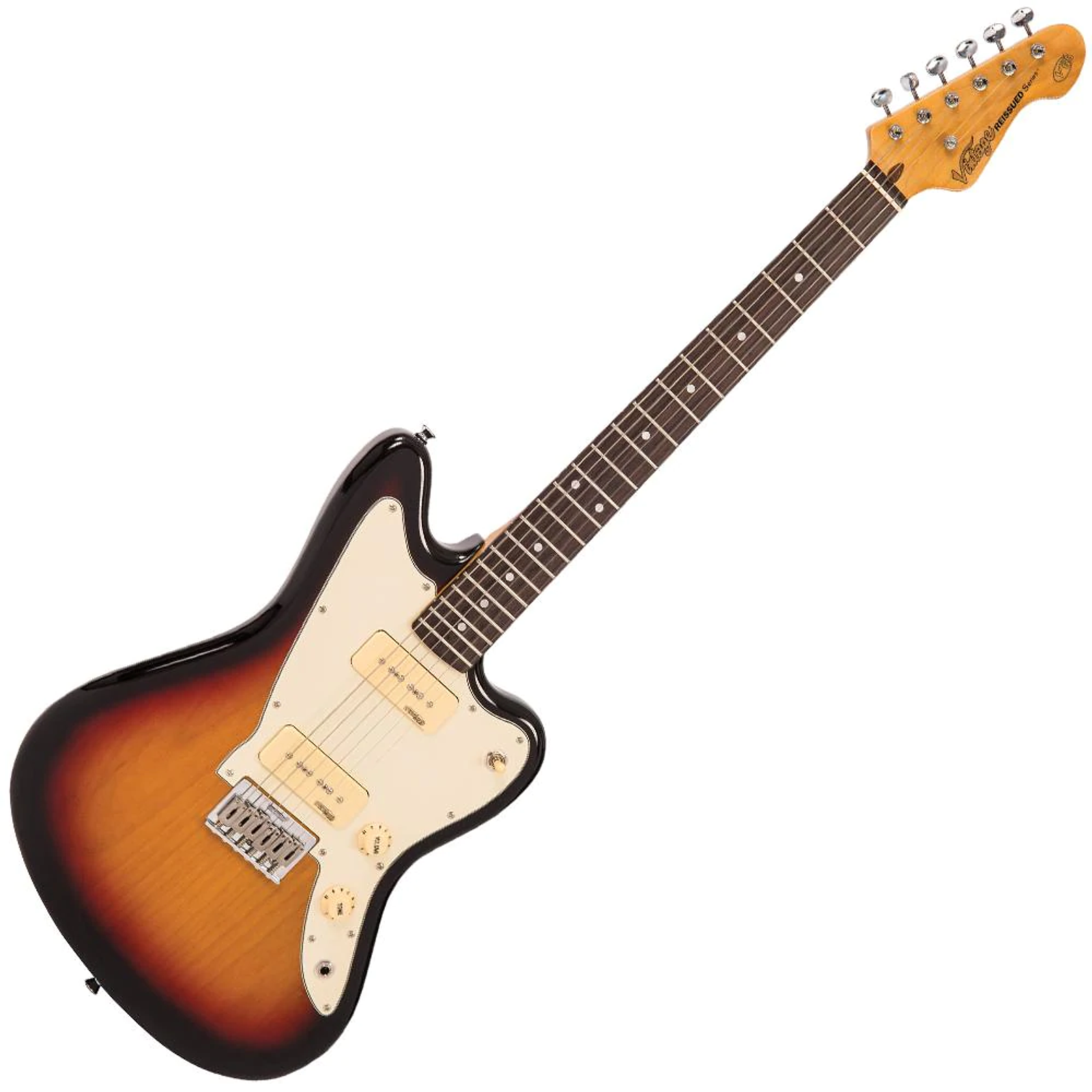 Vintage V65 ReIssued Hard Tail Electric Guitar in Tobacco Sunburst