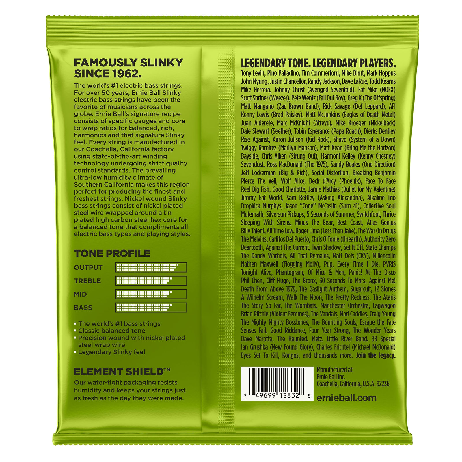 Ernie Ball Regular Slinky Bass Guitar Strings (50-105) Roundwound