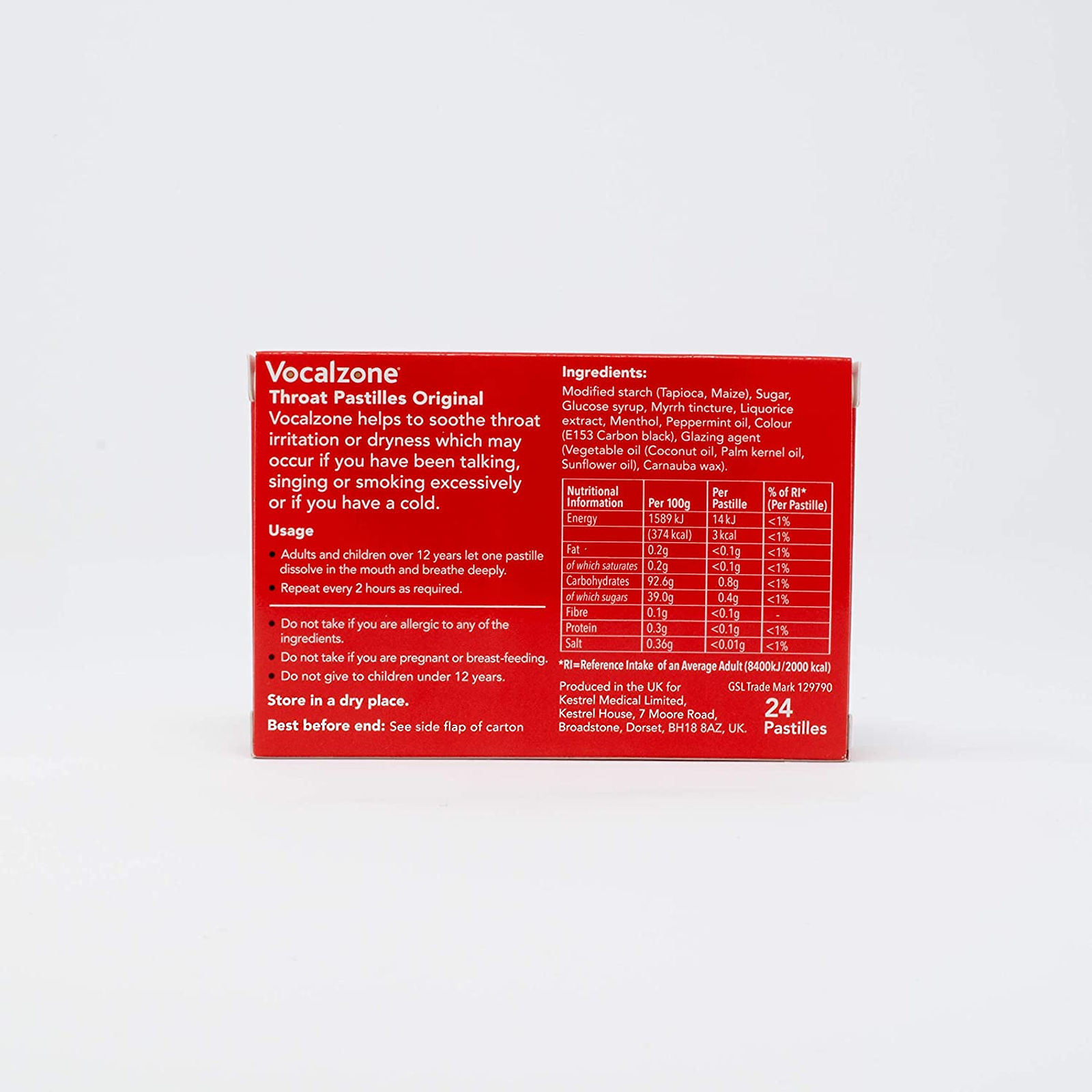 Vocalzone Throat Pastilles Original 24 Pack