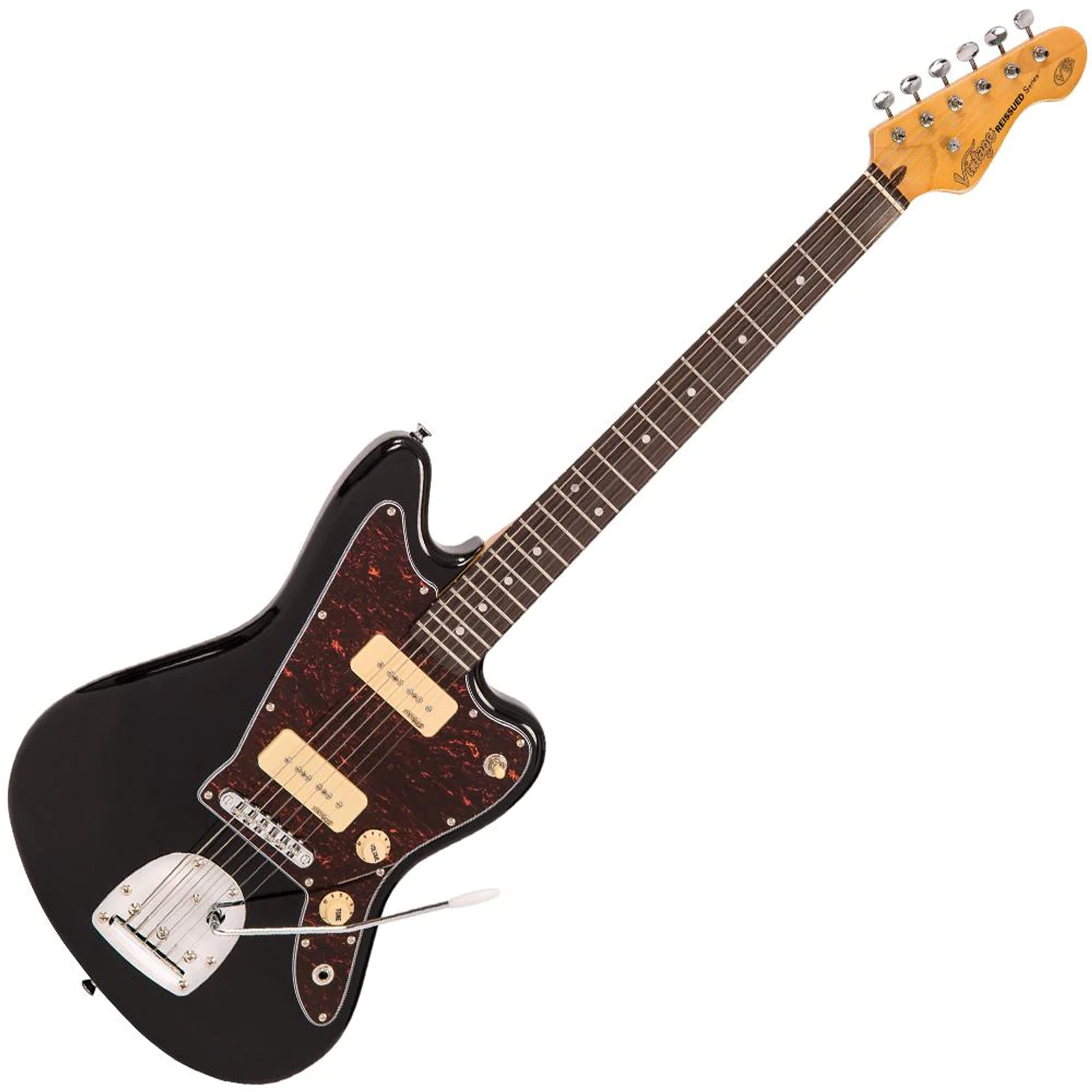 Vintage V65 ReIssued Vibrato Electric Guitar in Gloss Black