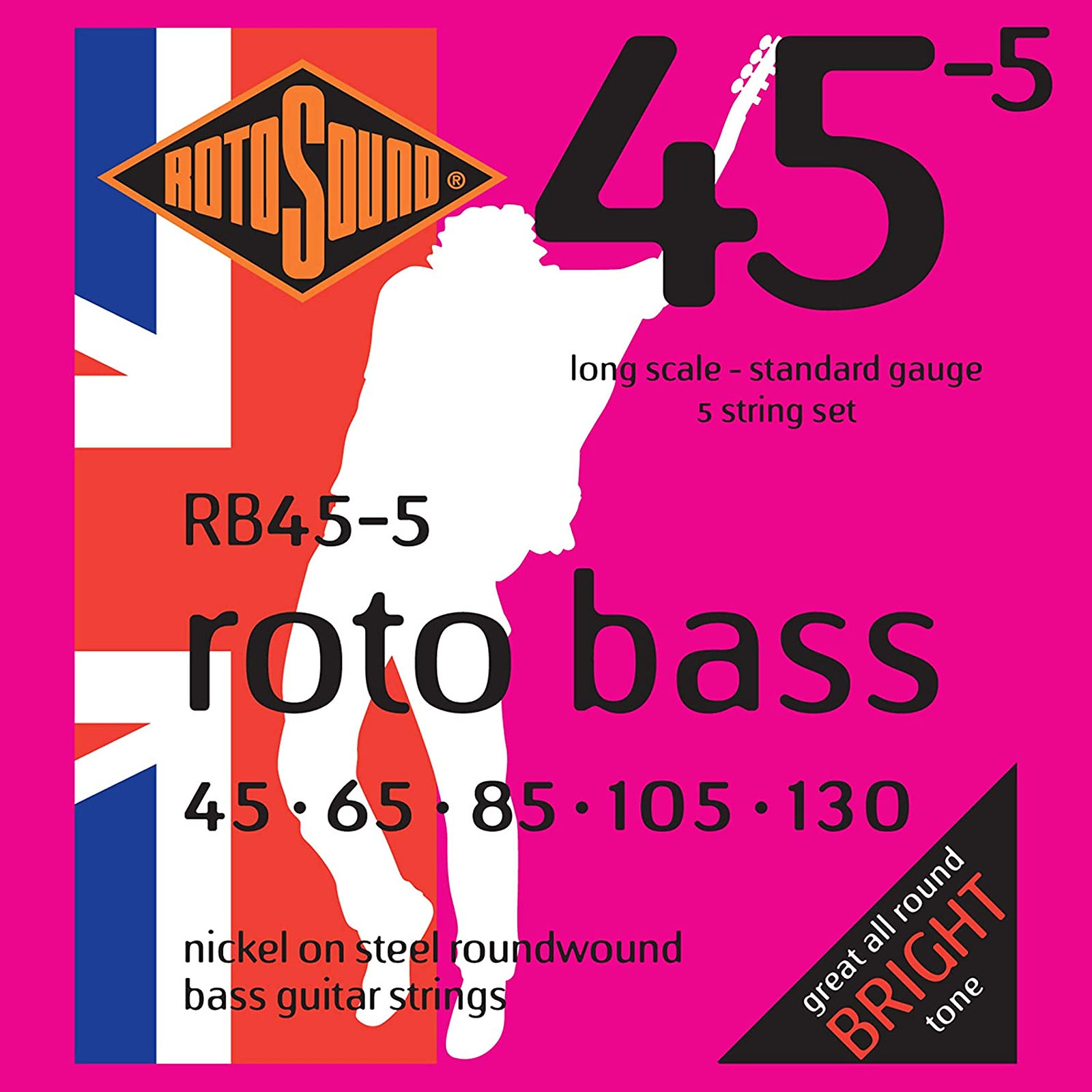 Rotosound RB45-5 Nickel 5-String Bass Guitar Strings (45-130) Standard LongScale