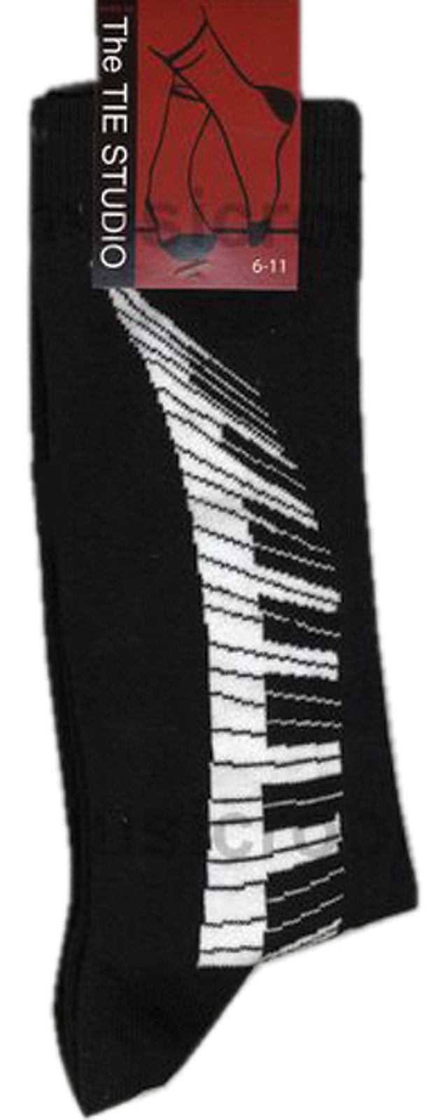 Socks Tie Studio Keyboard Swirl Black Size 6-11