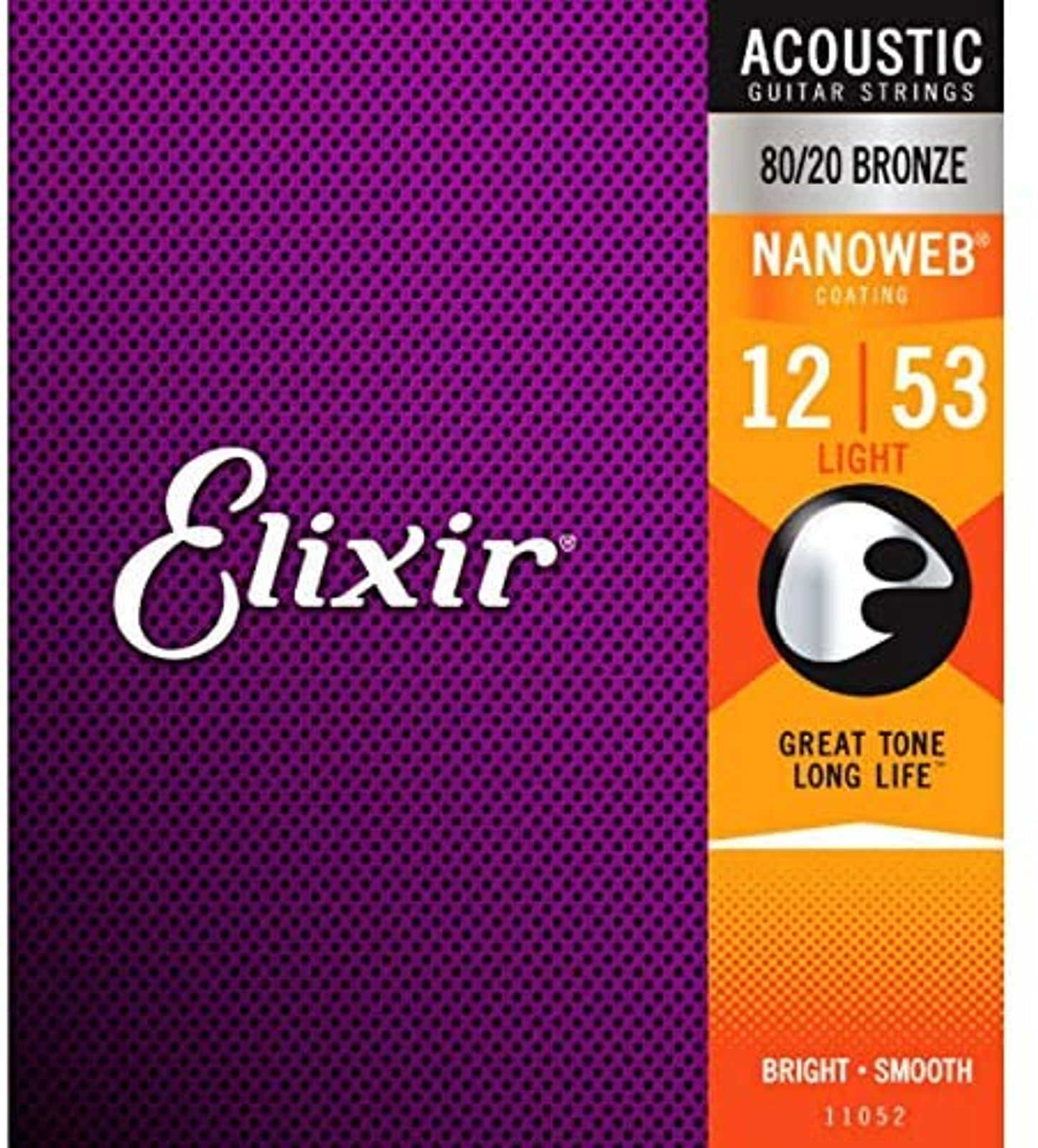 Elixir Nanoweb 80/20 Bronze Light Acoustic Guitar Strings (12-53)