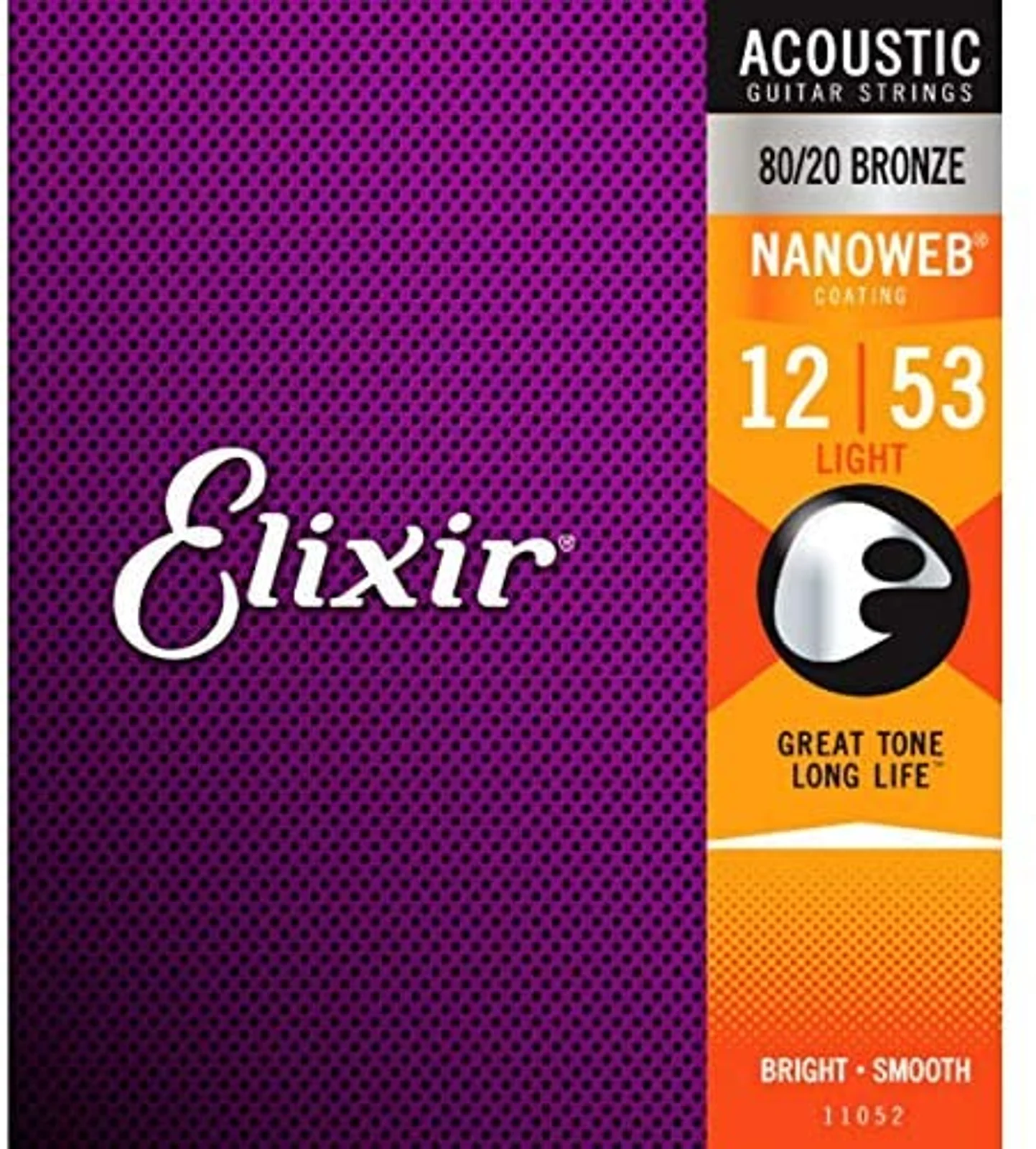 Elixir Nanoweb 80/20 Bronze Light Acoustic Guitar Strings (12-53)