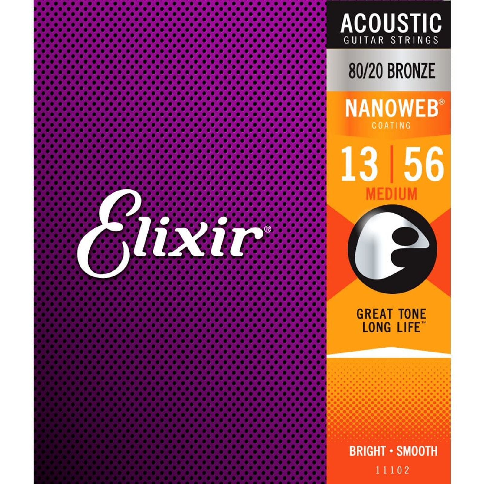 Elixir Nanoweb 80/20 Bronze Medium Acoustic Guitar Strings (13-56)