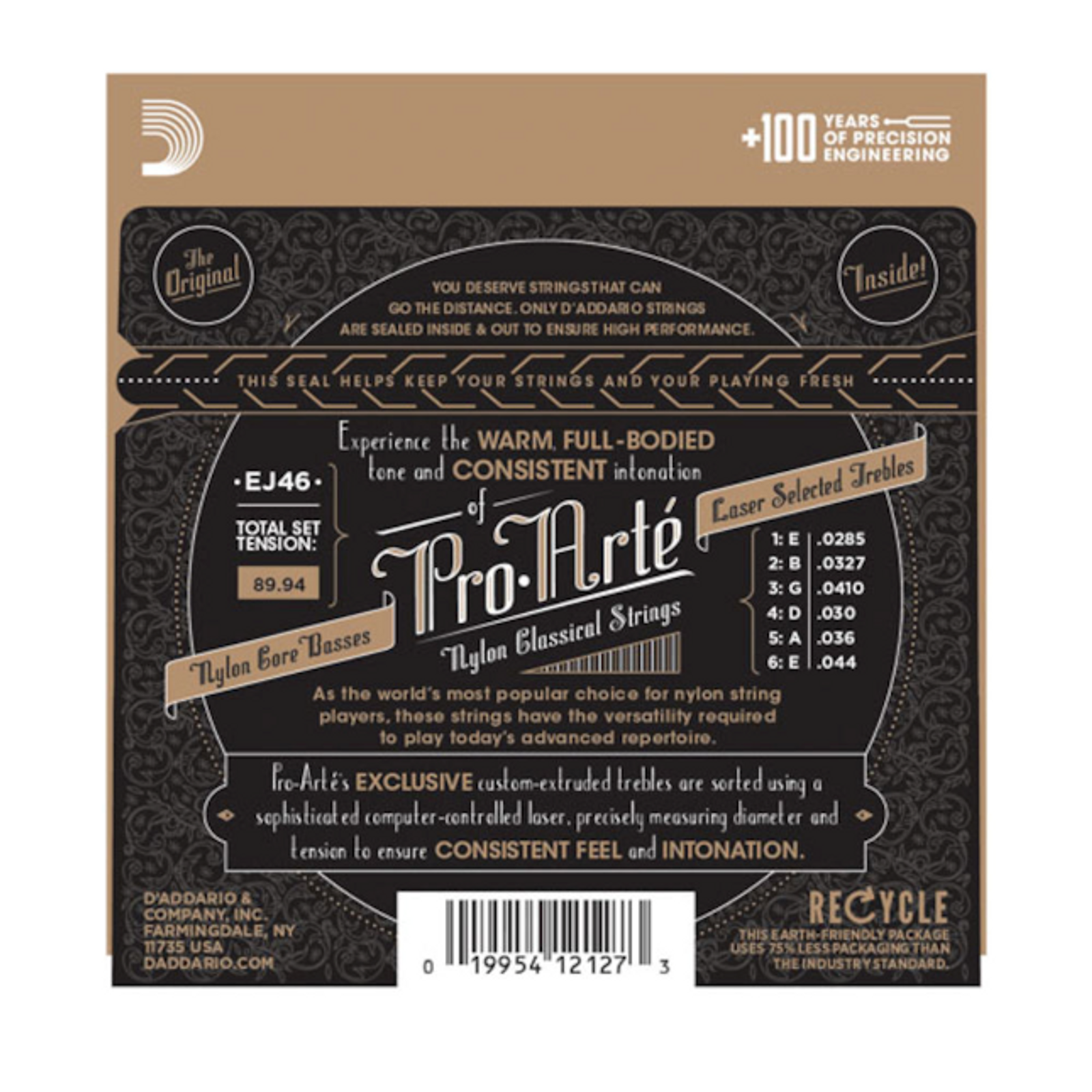 D'Addario EJ46 Pro-Arte Nylon Classical Guitar  Strings (Tie on) Hard Tension
