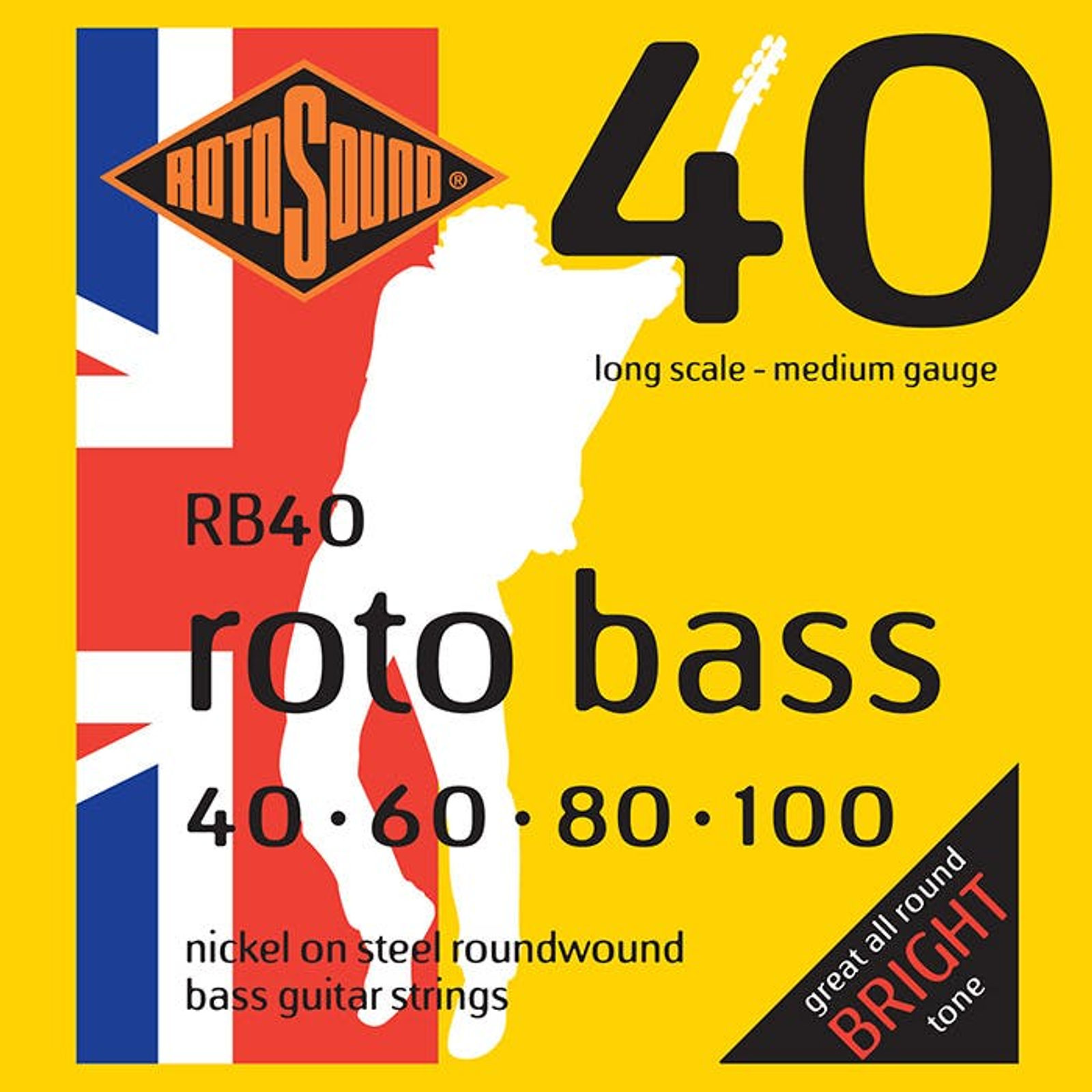 Rotosound RB40 Nickel Bass Guitar Strings (40-100) Medium Long Scale