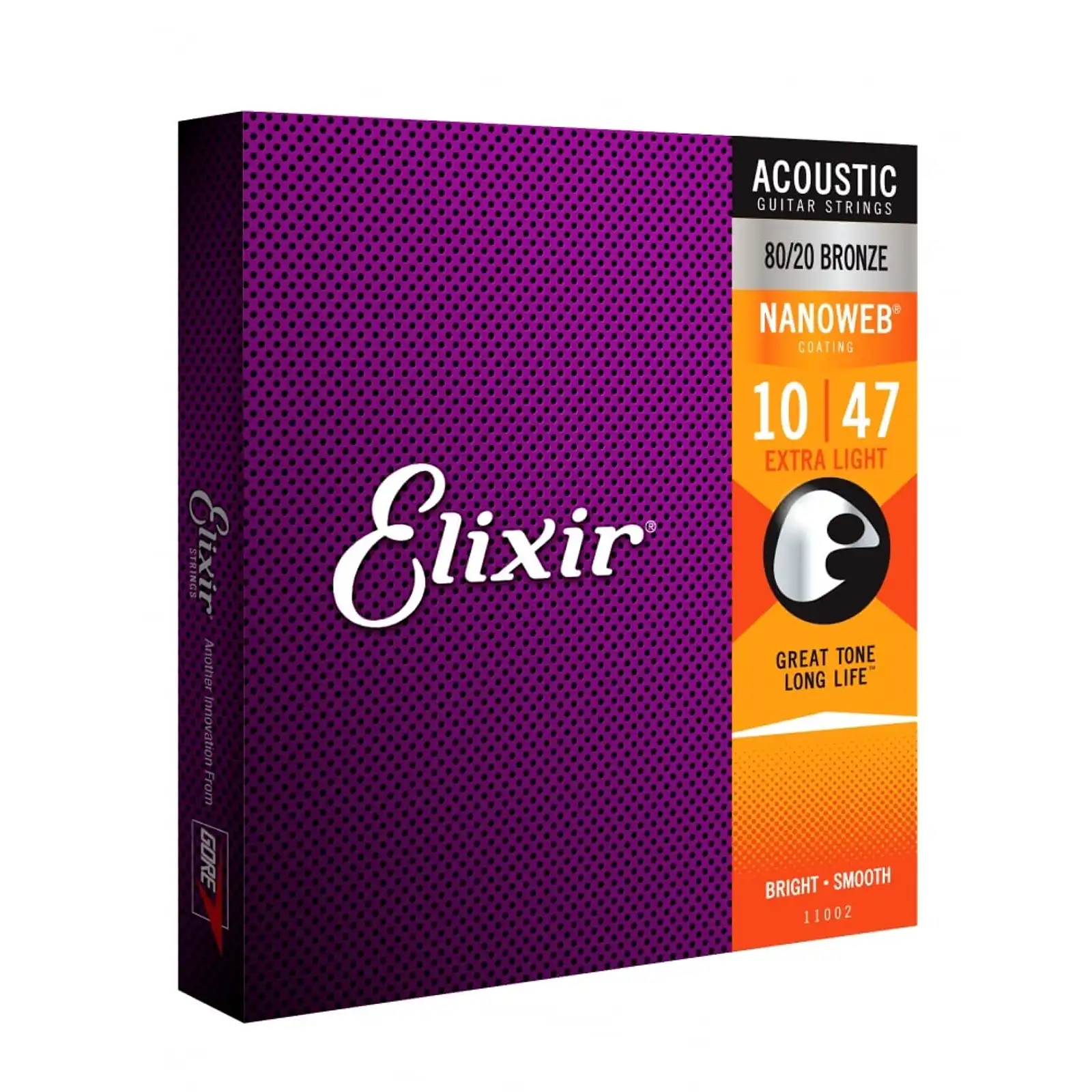 Thumbnail: Elixir Nanoweb 80/20 Bronze Extra-Light Acoustic Guitar Strings (10-47)