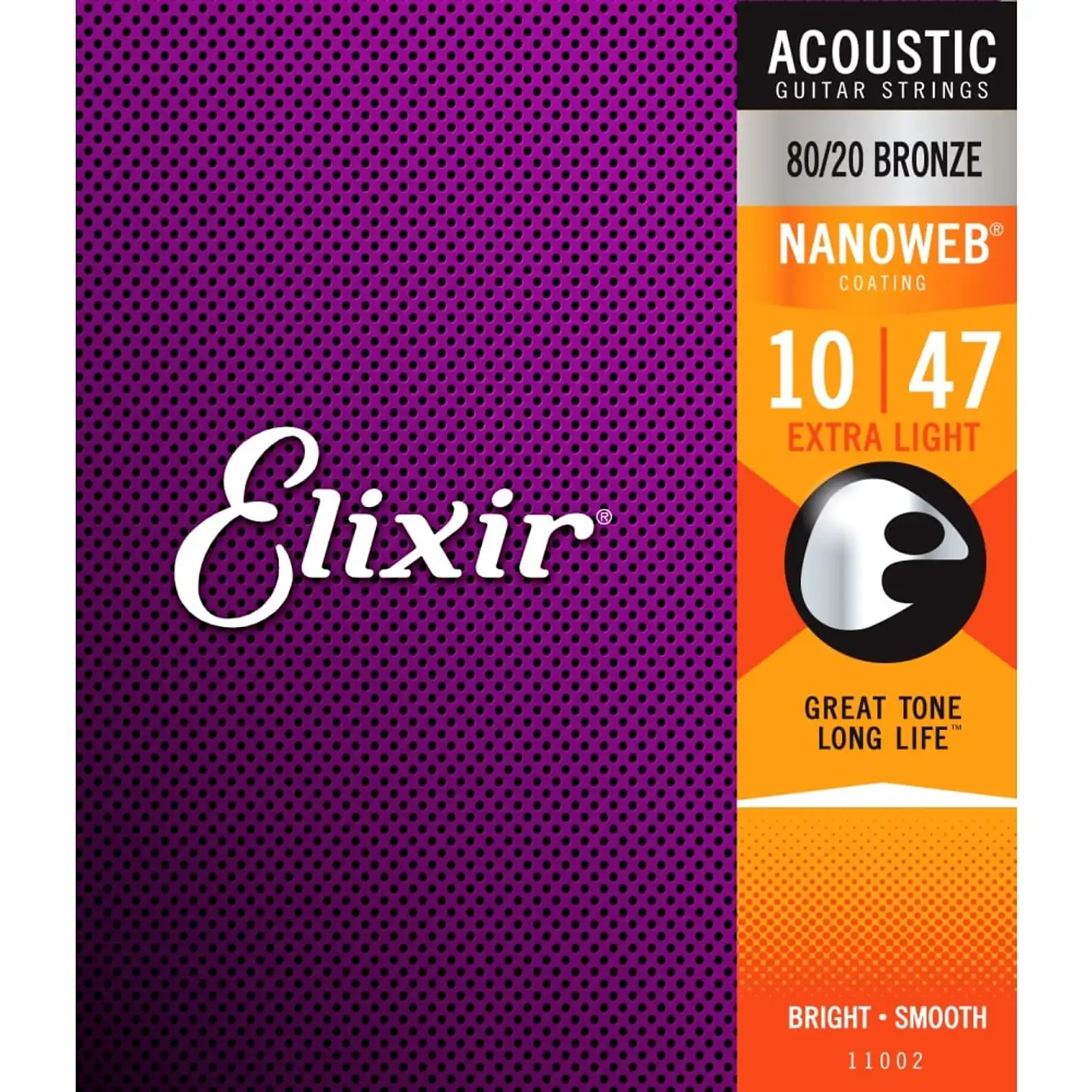 Thumbnail: Elixir Nanoweb 80/20 Bronze Extra-Light Acoustic Guitar Strings (10-47)