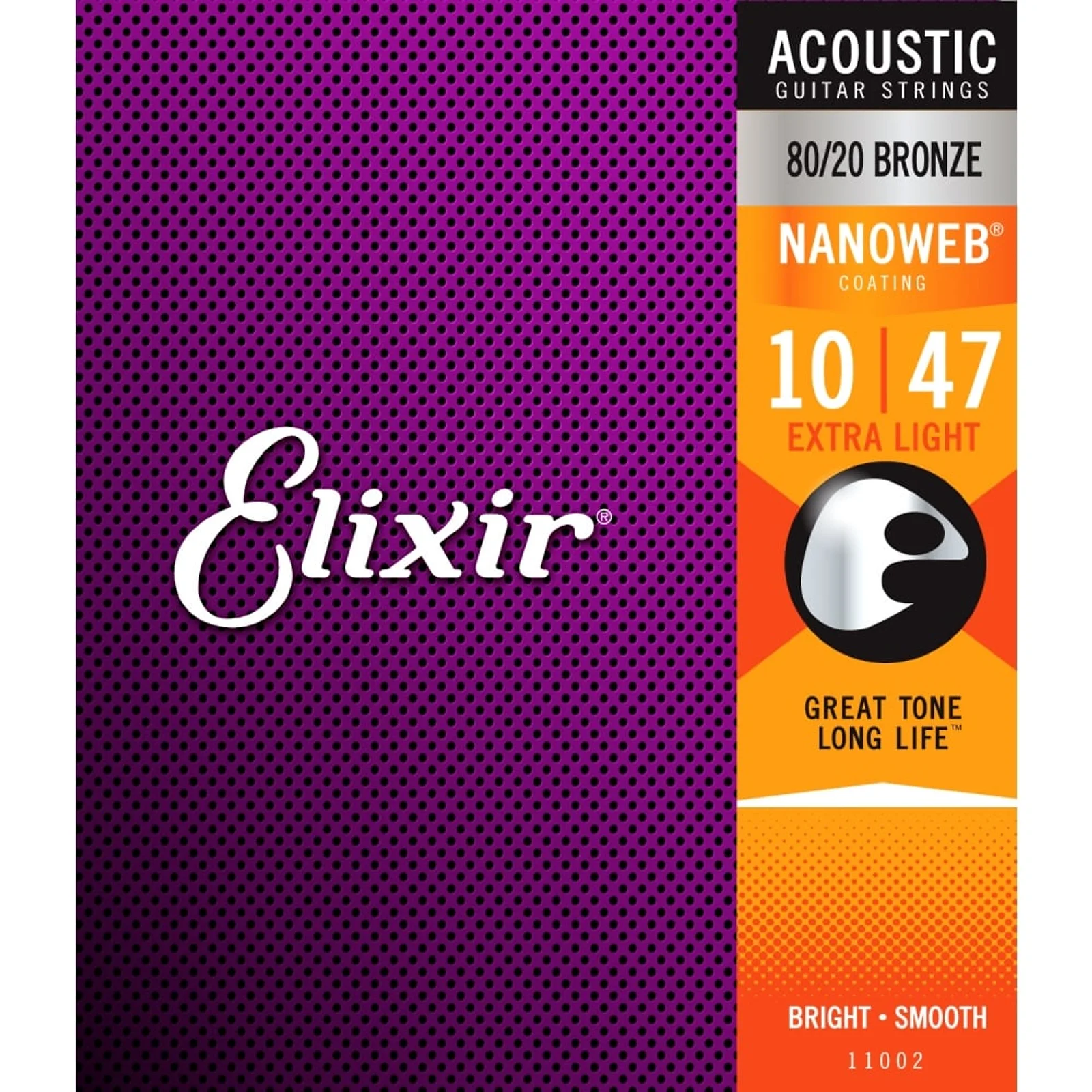 Elixir Nanoweb 80/20 Bronze Extra-Light Acoustic Guitar Strings (10-47)