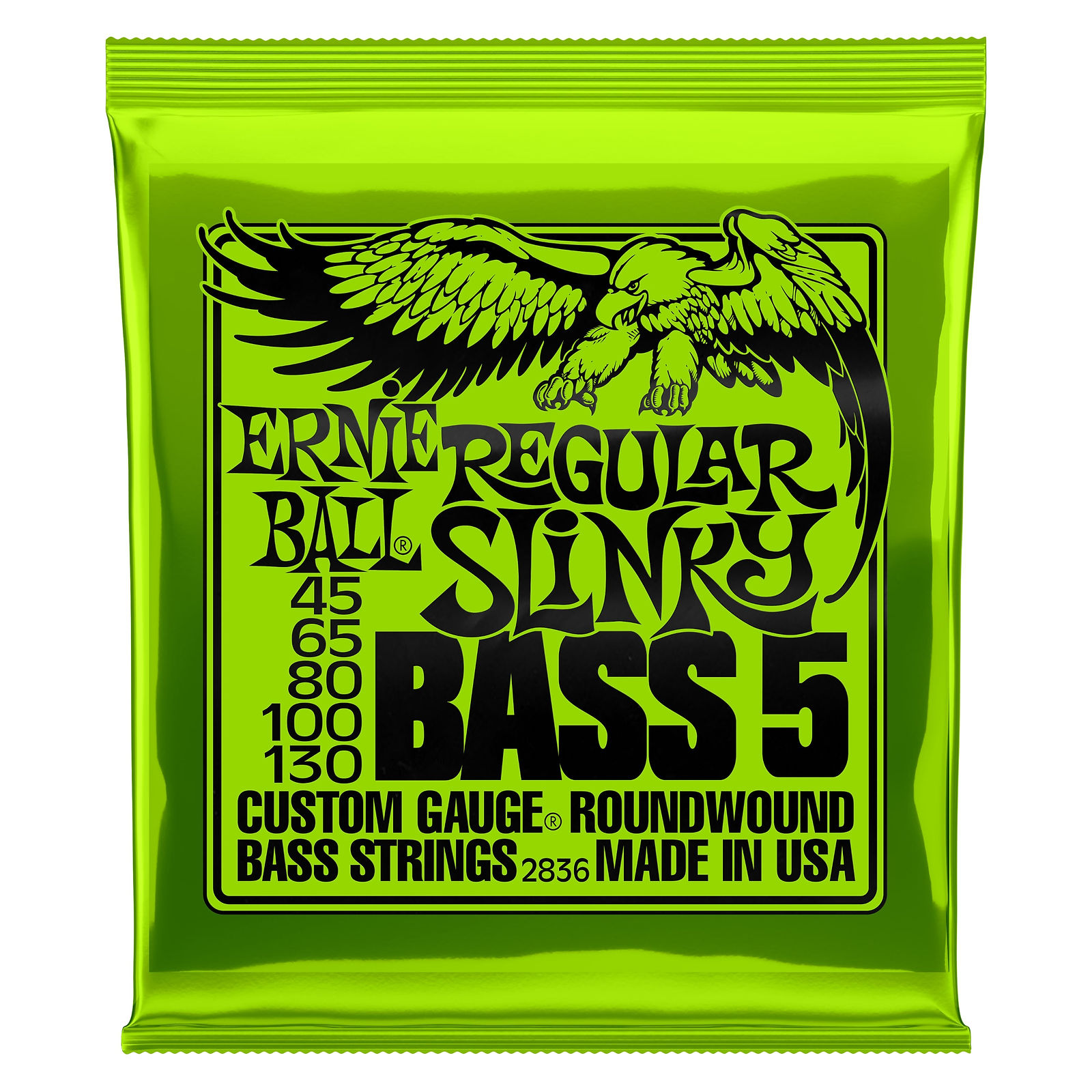 Ernie Ball Regular Slinky 5-String Bass Guitar Strings (45-130) Roundwound