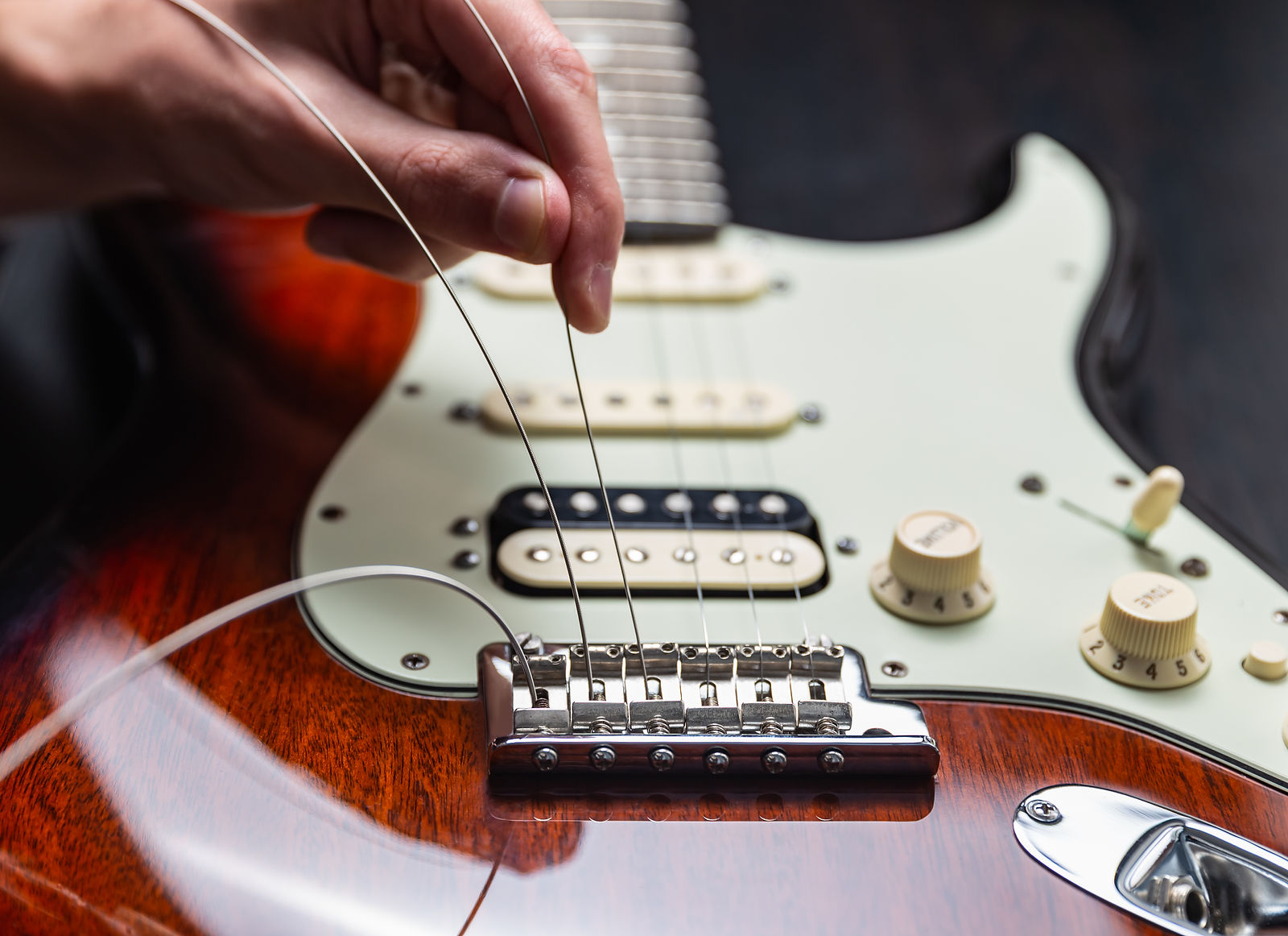 Electric Guitar Restringing Service at AH Music for a Single Guitar String